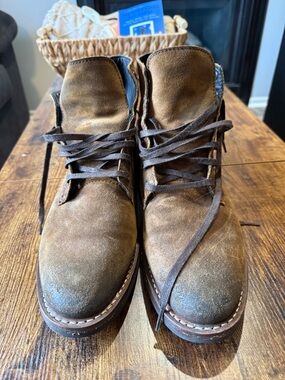 Thursdays Mens Brown Suede Lace-Up Boots
